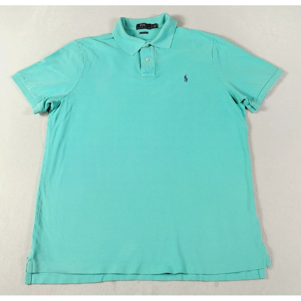 Polo Ralph Lauren Polo Shirt Mens Large Green Classic Fit Cotton Pique Pony
